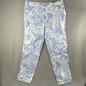Talbots Paisley Print Relaxed Pants Size 8 Preppy Casual Stretch Women's NWT